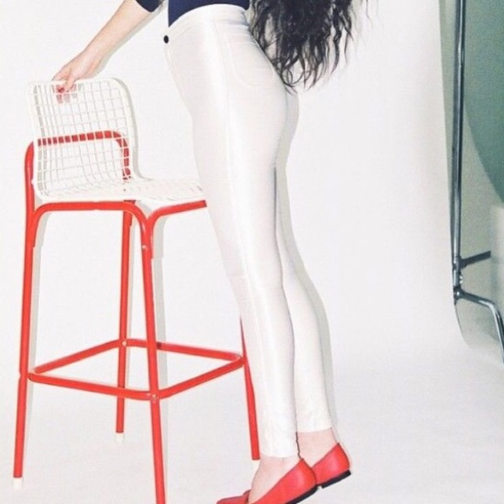 American Apparel High Waist White Pearl Disco Pant